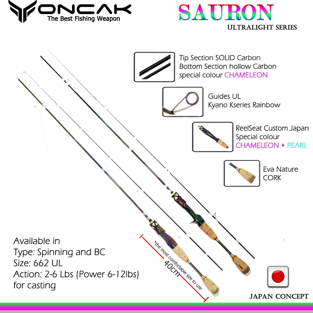 JORAN BAITCASTING DAN SPINNING MERK ONCAK SAURON ULTRALIGHT  SERIES