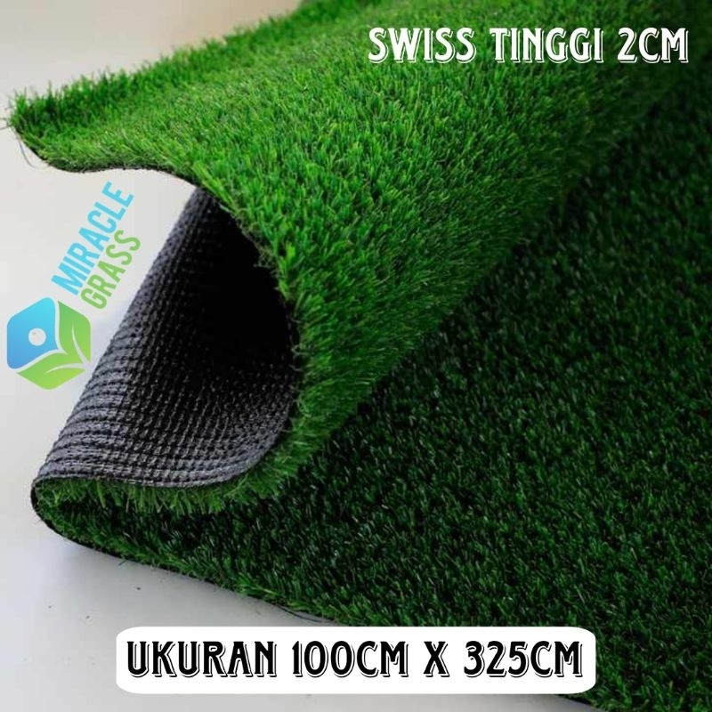 Karpet Rumput Sintetis - Swiss 2cm - Ukuran 100cm x 325cm  - Karpet Rumput sintetis indoor & Outdoor