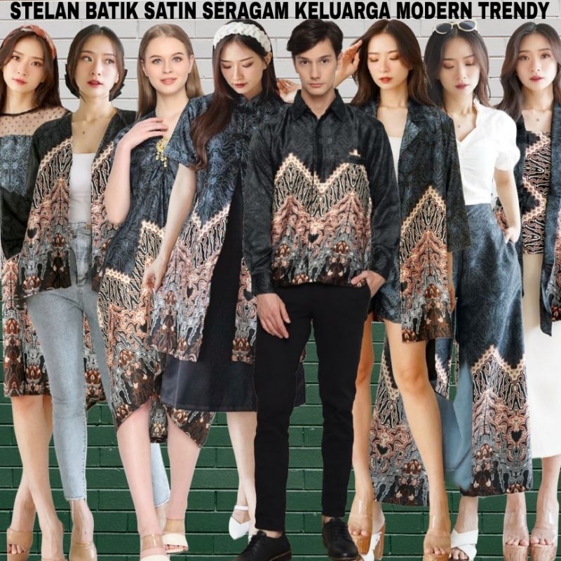 SET BATIK WANITA MODERN/STELAN SERAGAM KANTOR BATIK SATIN SATIN SILKY PREMIUM SERAGAM KELUARGA PARTY