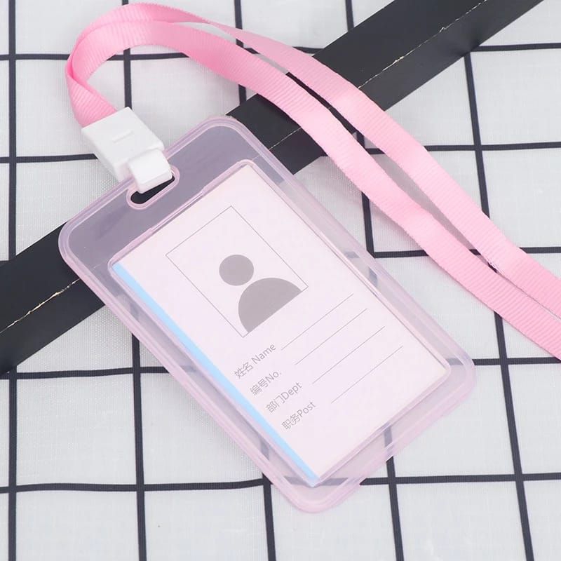 

Lanyard Name Tag Id Card Transparant Tali Gantungan Kartu Nama Plastik Vertikal Motif Polos