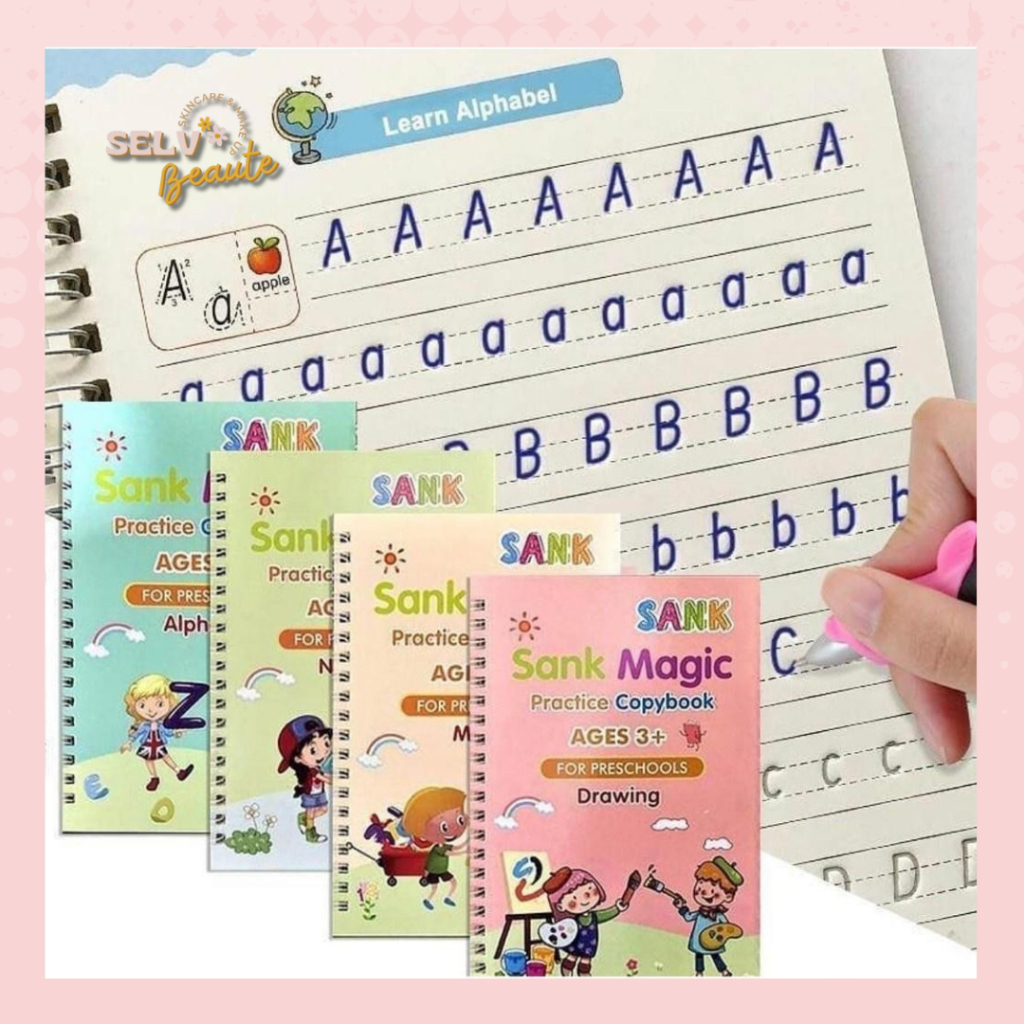 

Sank Magic Book Practice 1 set isi 4 buku + pen + refill Latihan Belajar Menulis PAUD TK Huruf Angka