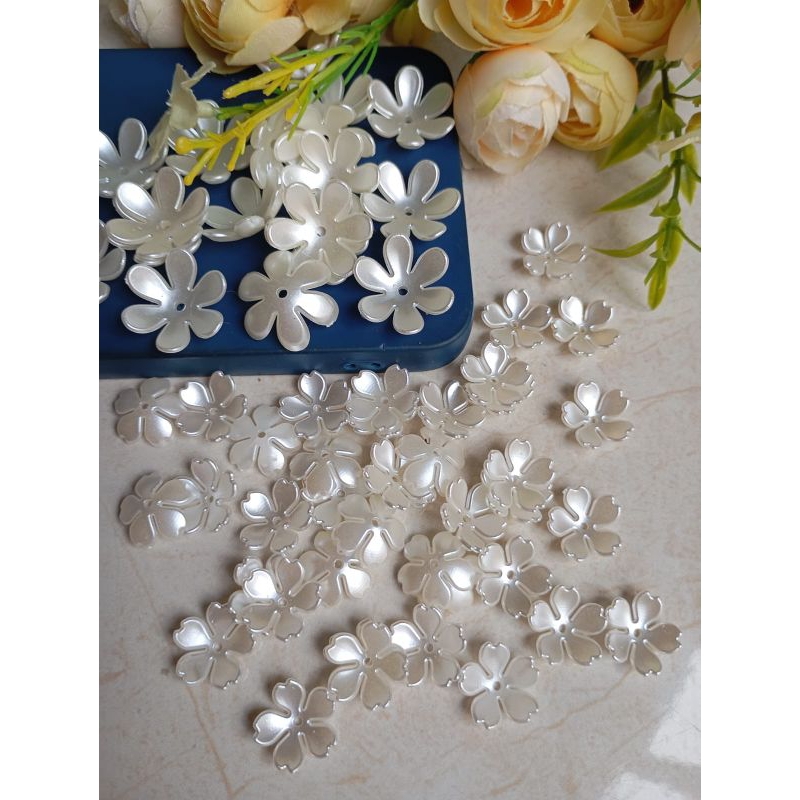 manik kelopak bunga - 20 gram manik akrilik kelopak bunga - akrilik kelopak bunga ivory - akrilik ba
