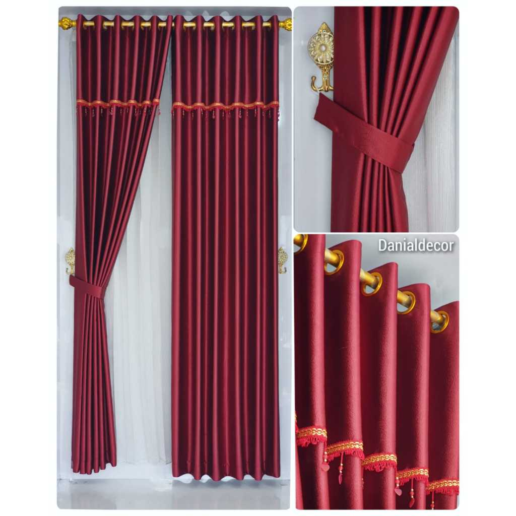 Tirai Gorden Jendela Polos Poni Rumbai Keristal Premium Tebal Aesthetic Pintu Kamar Tidur Minimalis