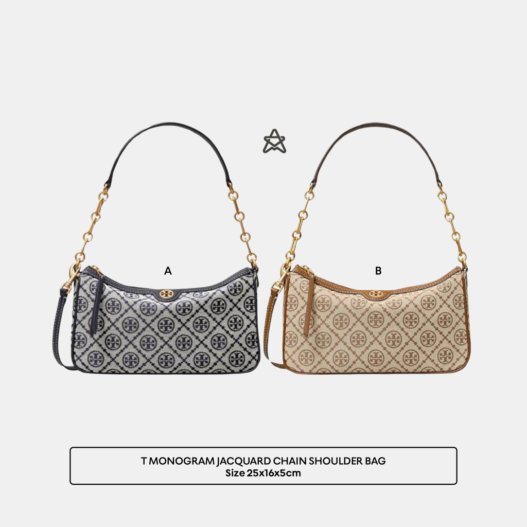 TB T MONOGRAM JACQUARD CHAIN SHOULDER BAG