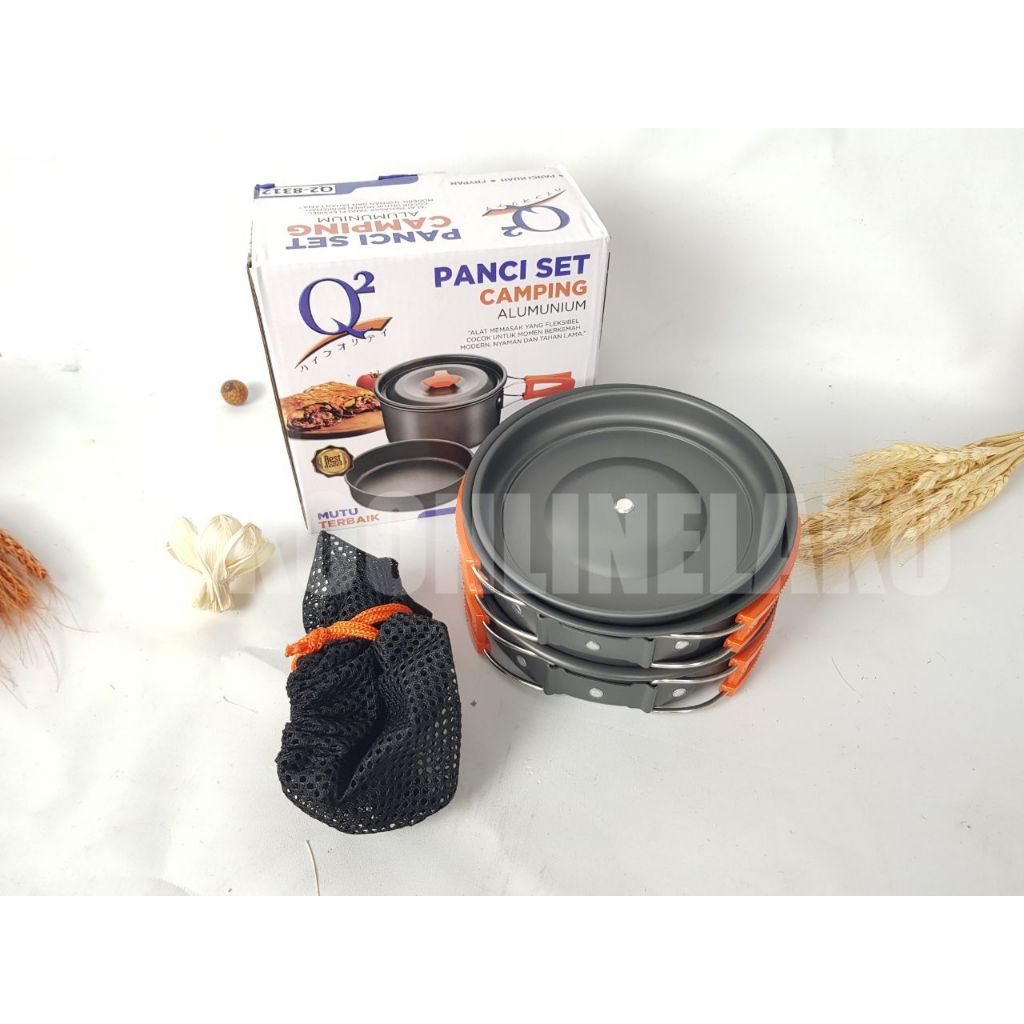 ALAT MASAK CAMPING Q2 / PANCI SET CAMPING Alumunium / Q2-8312 SERBAGUNA