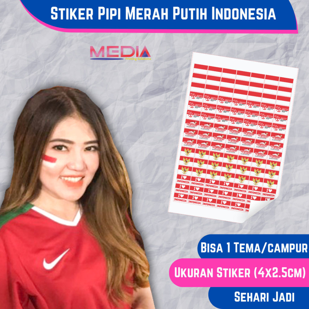 

Stiker Pipi Bendera Merah Putih 4x2.5cm Sticker Agustusan HUT RI Indonesia Bahan Vinyl