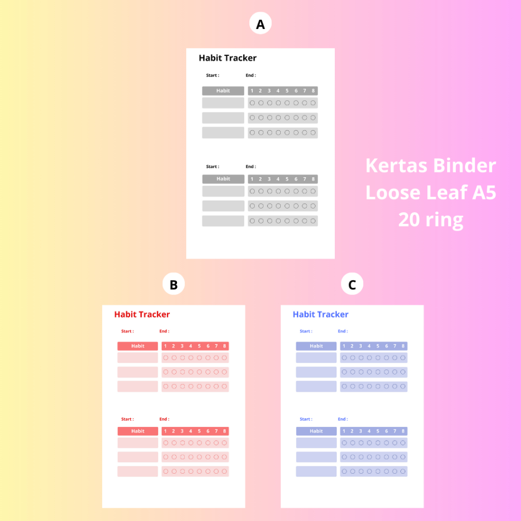 

Habit Tracker Gaya Klasik Kertas Binder A5 20 Holes Binder Planner Track Kebiasaan