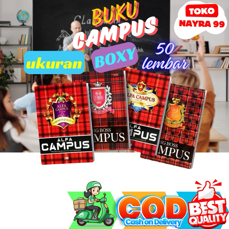 

Buku tulis campus Boxy 50 lembar ukuran besar 5pcs buku tulis
