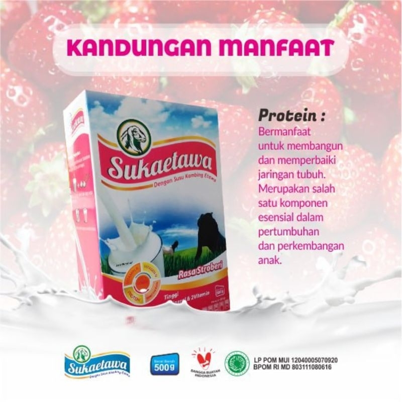 

Susu Kambing Sukaetawa 500gr Varian Rasa Strawberry