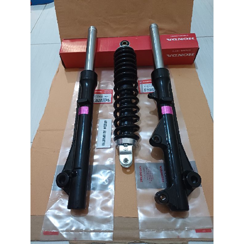 KZL Ashock depan plus tabung+Shock belakang Honda Beat karbu/Beat fi/Beat esp 2017/Scoopy/Spacy/Vari