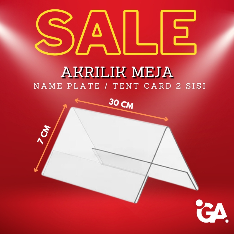 

Akrilik Meja / Tent Card / Kartu Nama / Name Plate 2 sisi 7x30 cm