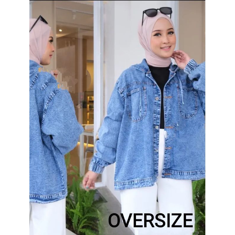Hoodie Oversize wanita-Jaket Jeans Oversize Korea Style-Jaket Wanita Kekinian