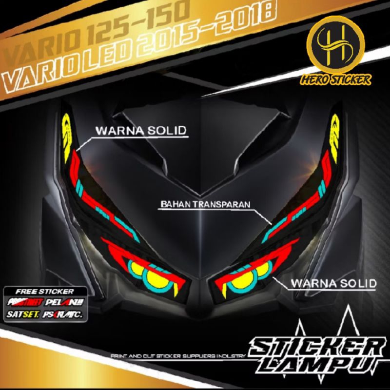 STICKER LAMPU ALIS VARIO 125/150 LED 2015-2018 VARIASI LIST LAMPU DEPAN VARIO LED | STICKER STIKER L