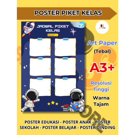 Poster Piket Kelas Piket Sekolah – Poster Edukasi Anak – Poster Belajar Anak – Poster Dinding – Post