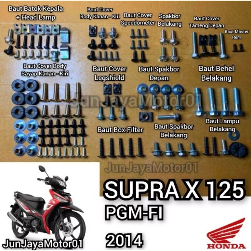 Murr Baut Baud Full Set Lengkap Bodi Body Motor Honda Supra X 125 Fi Tahun 2014