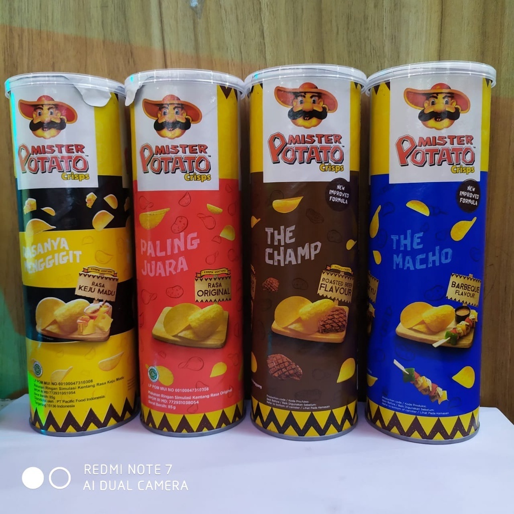 

Camilan Keripik Kentang / Potato Chips Mr. Potato 80 Gr Seaweed, Keju Madu, Sapi Panggang, BBQ Original