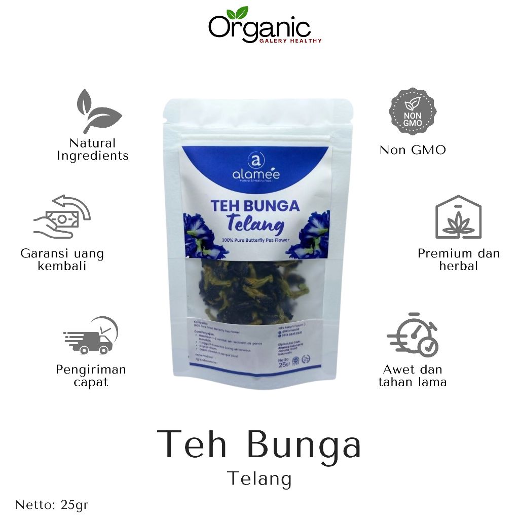 

TEH BUNGA TELANG KERING HERBAL HEALTHY BUTTERFLY PEA TEA HERBAL ORGANIK ALAMI