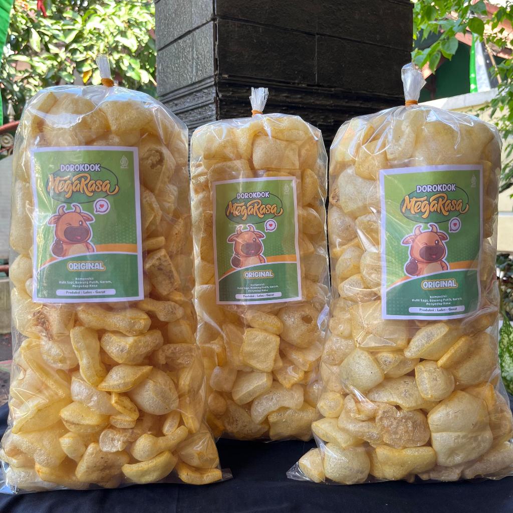 

3 ball Dorokdok/Kerupuk Kulit Sapi Asin Gurih -+250 gr kemasan Besar