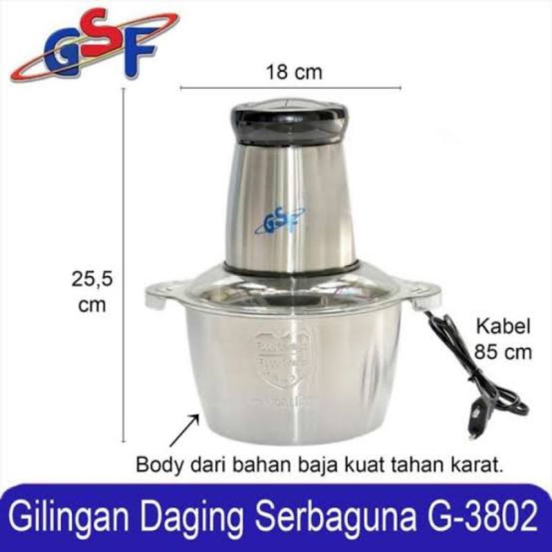 Chopper Gilingan Daging Gsf 3802 Kapasitas 2 Liter