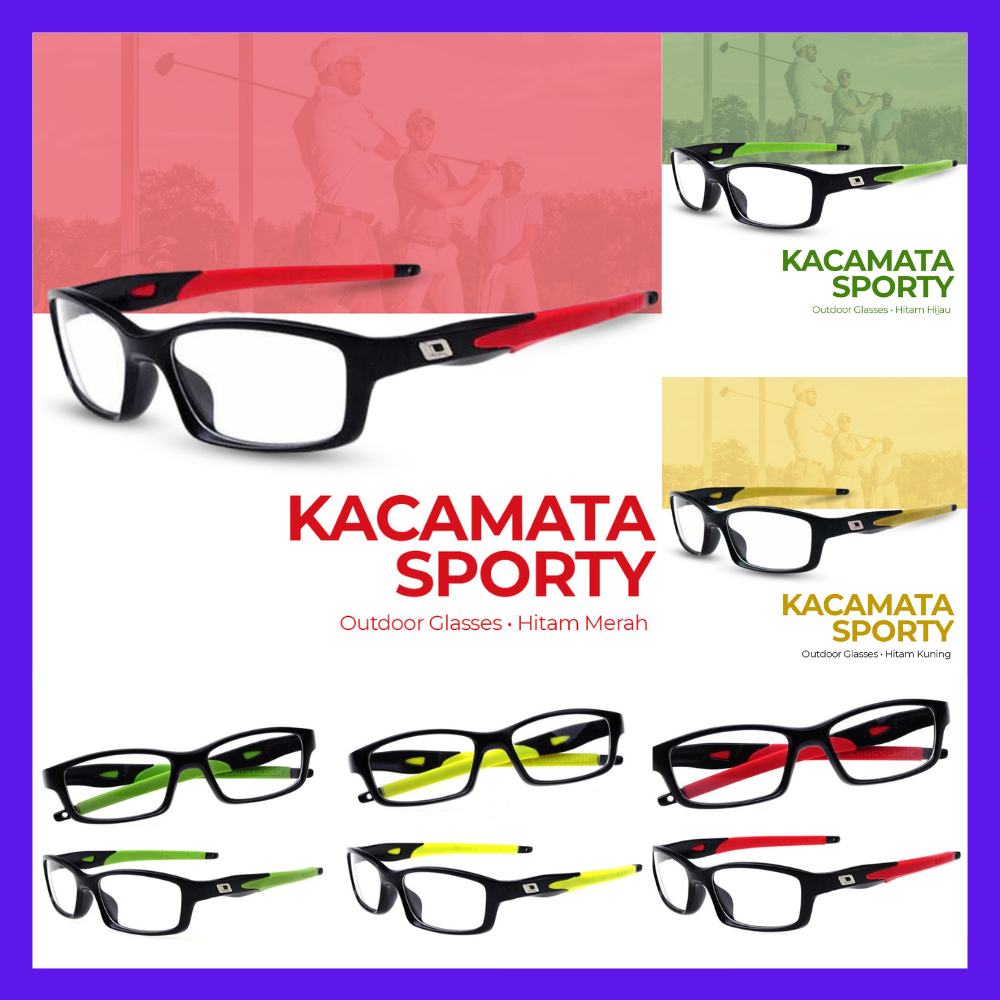 Kacamata Sporty Outdoor Glasses Silicone Frame Frame Kacamata lensa normal bentuk sporty