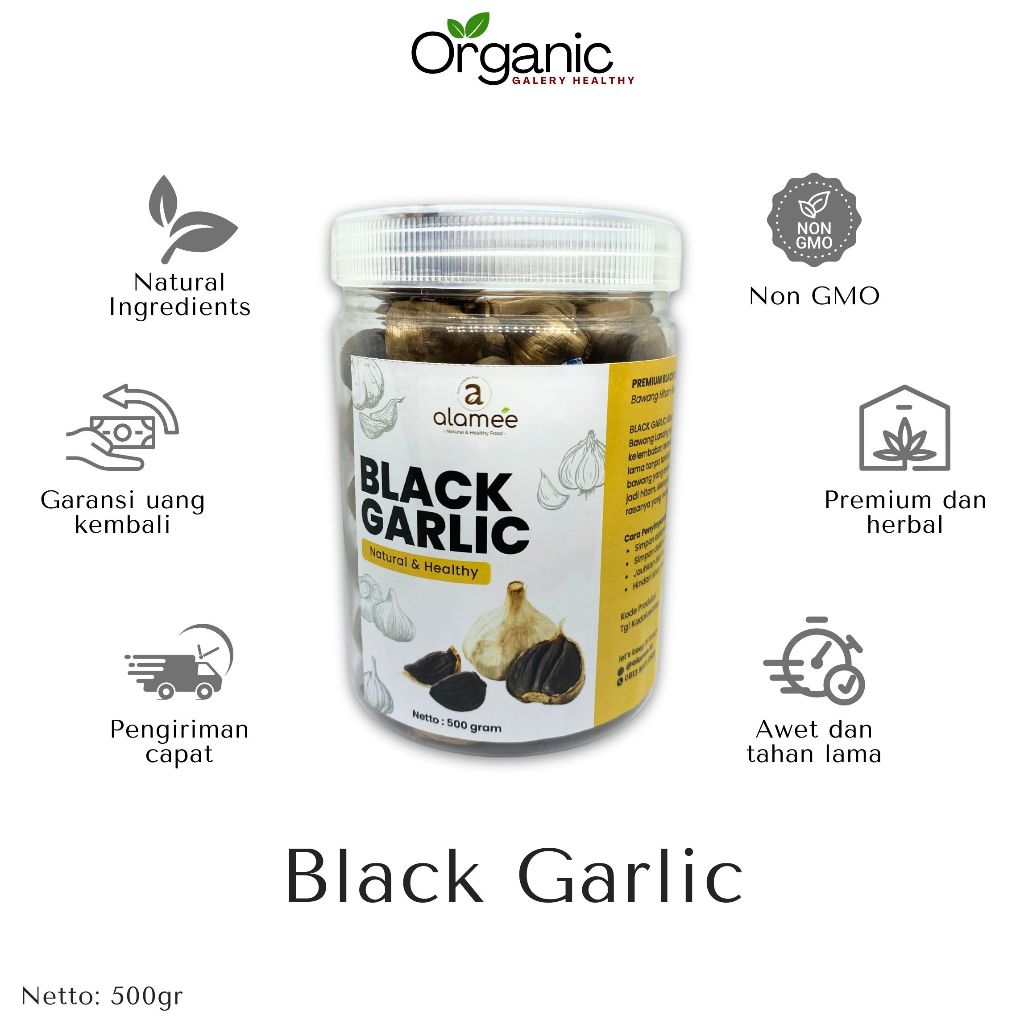 

Black Garlic Bawang Hitam Lanang Alami Natural Berkhasiat Sehat Tunggal Herbal Premium Bawang Putih 500gr