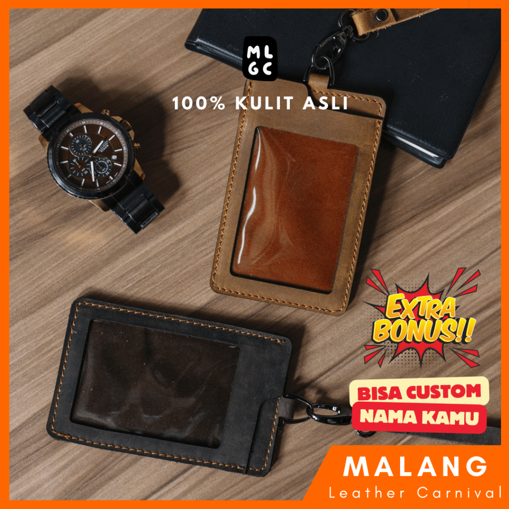 Lanyard Id Card MLGC Id Card Holder Kulit Asli Premium Elegan Kekinan