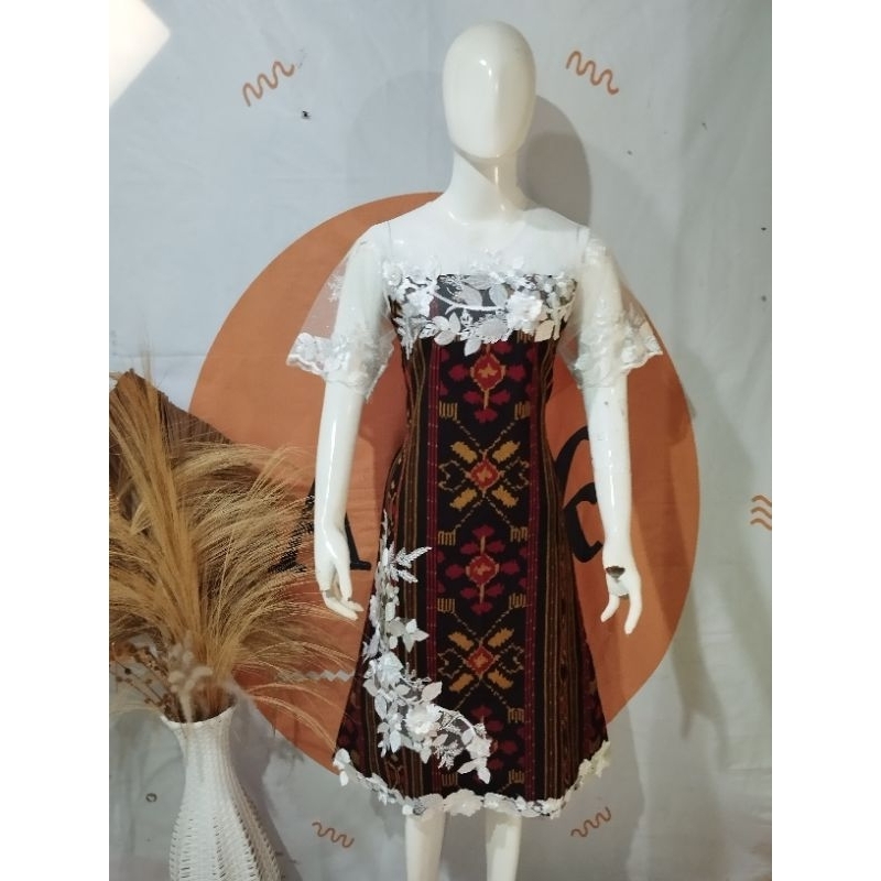 dress andini etnik kombi brokat bunga rambat