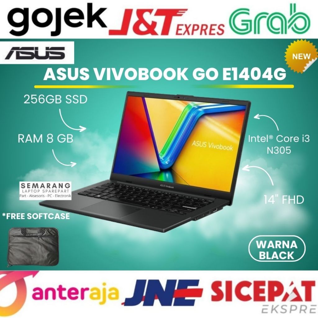 BARU LAPTOP ASUS VIVOBOOK GO E1404G Ram 8GB 256GB SSD 14" Fhd Win 11 Black