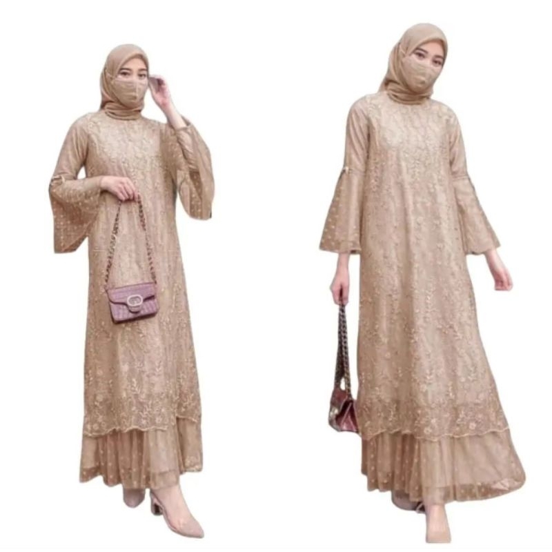 Maxi Aliyah/New Brukar/Gamis Muslim Maxi Aliyah Dress Brukat/Gamis Muslim Murah