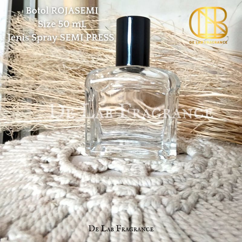 Botol parfum roja 50 ml semi press tutup hitam/botol parfum 50 ml/ botol parfum exclusive 50 ml/boto