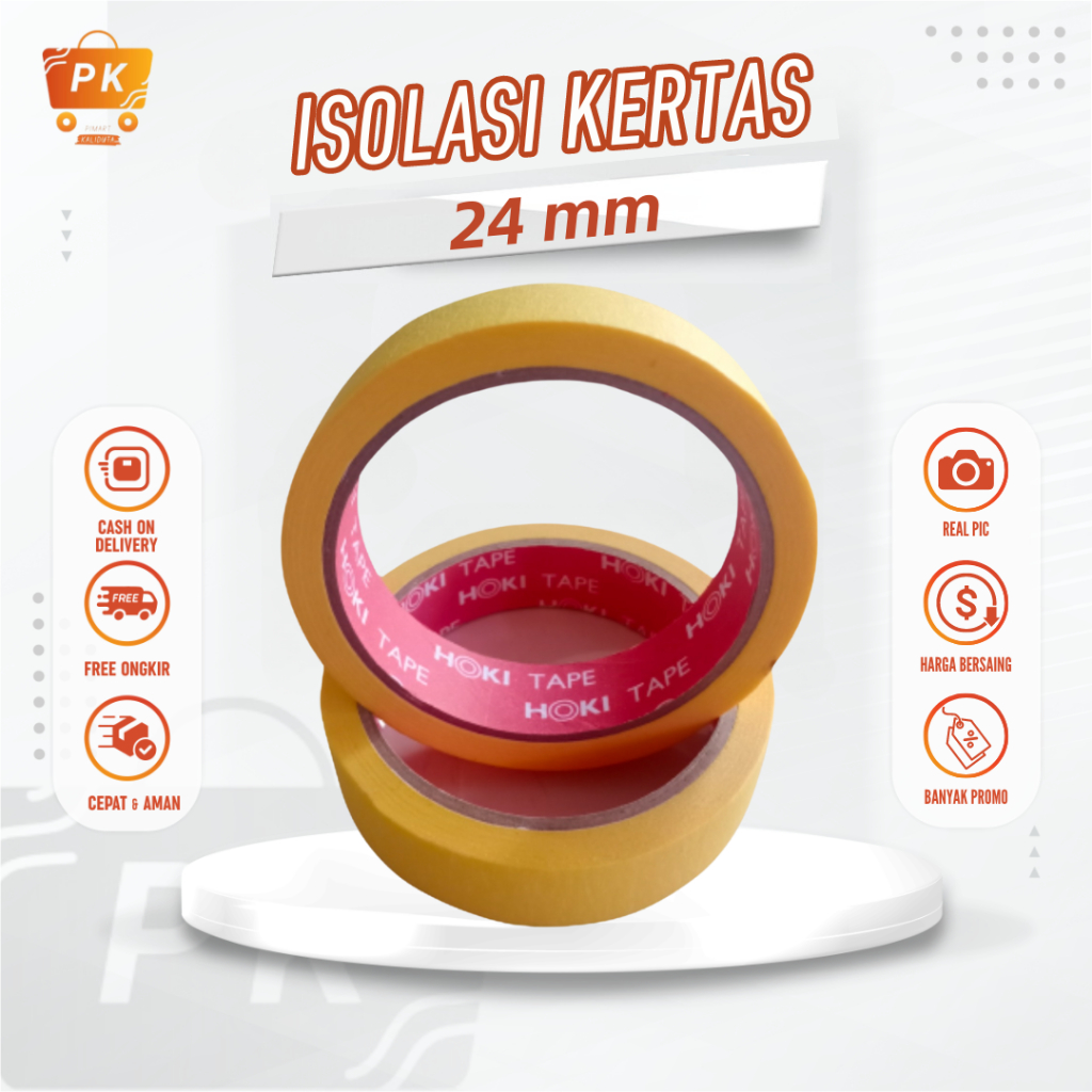 

Lakban Isolasi Kertas Masking Tape Kuning 24 mm x 20 Yard