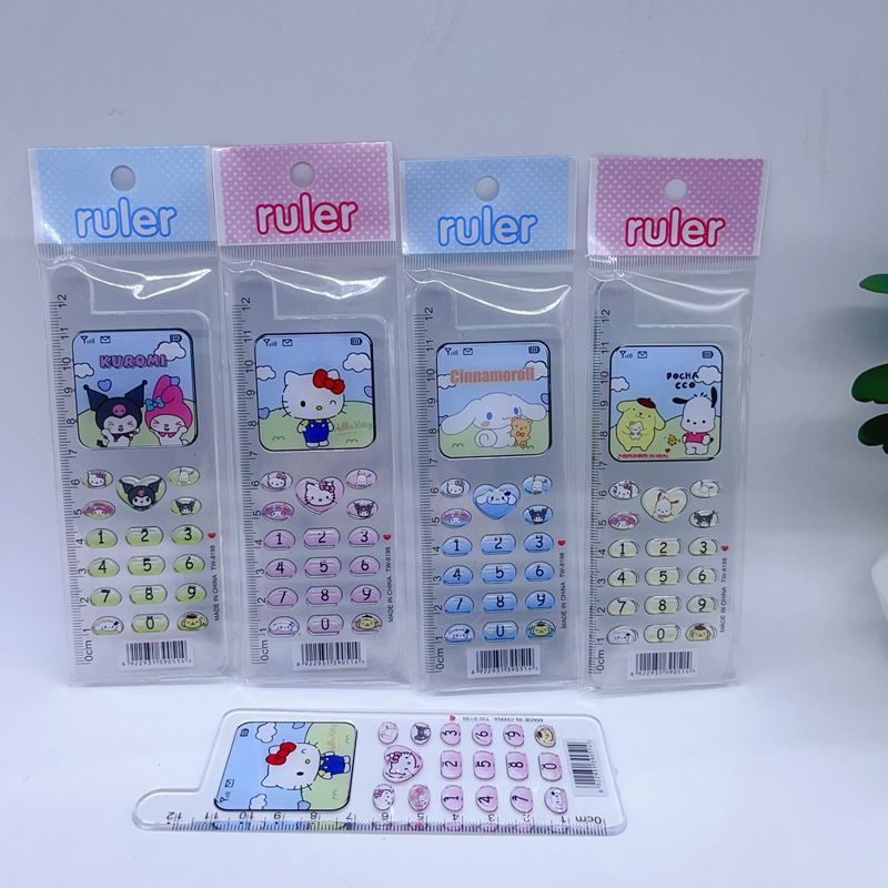 

ATK.JAYA COD Penggaris 12 CM Bentuk HP Motif Sanrio / Ruler Kuromi Melodi Cinnamoroll Pompurin