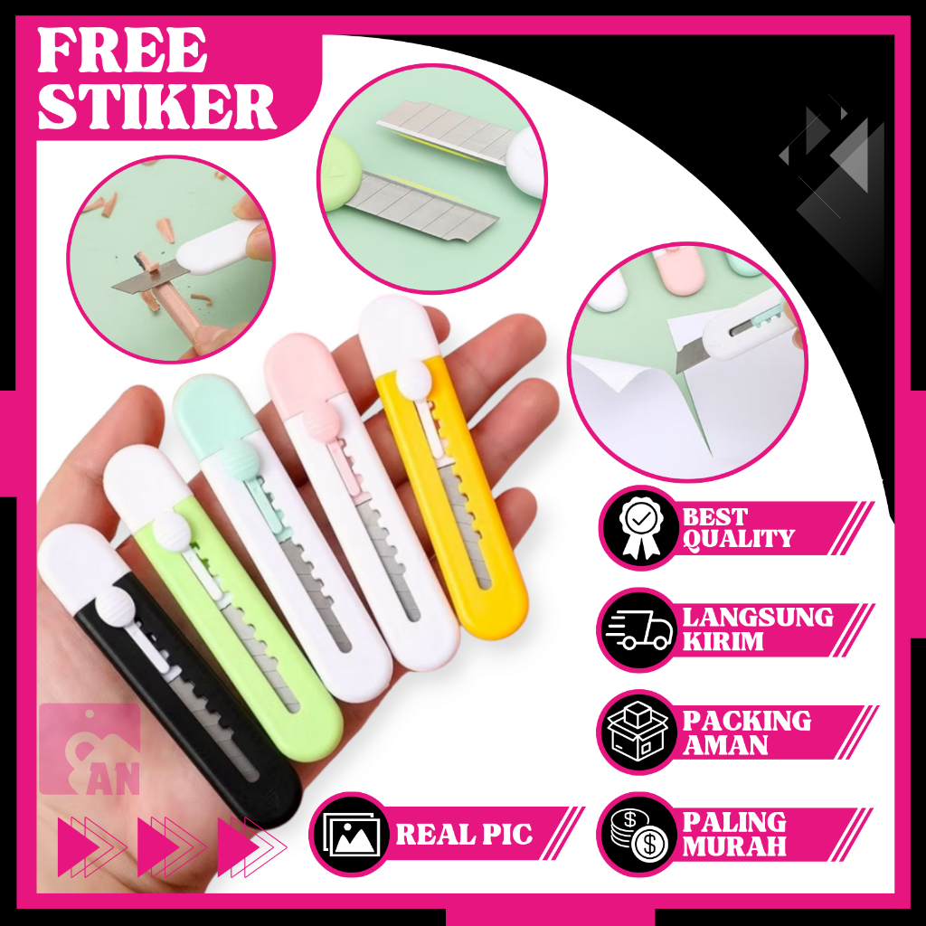 

1PCS Cutter Mini Motif Polos Lucu Pisau Alat Pemotong Kertas Kecil Portable Perlengkapan Sekolah Kantor Kater Silet Serbaguna A118