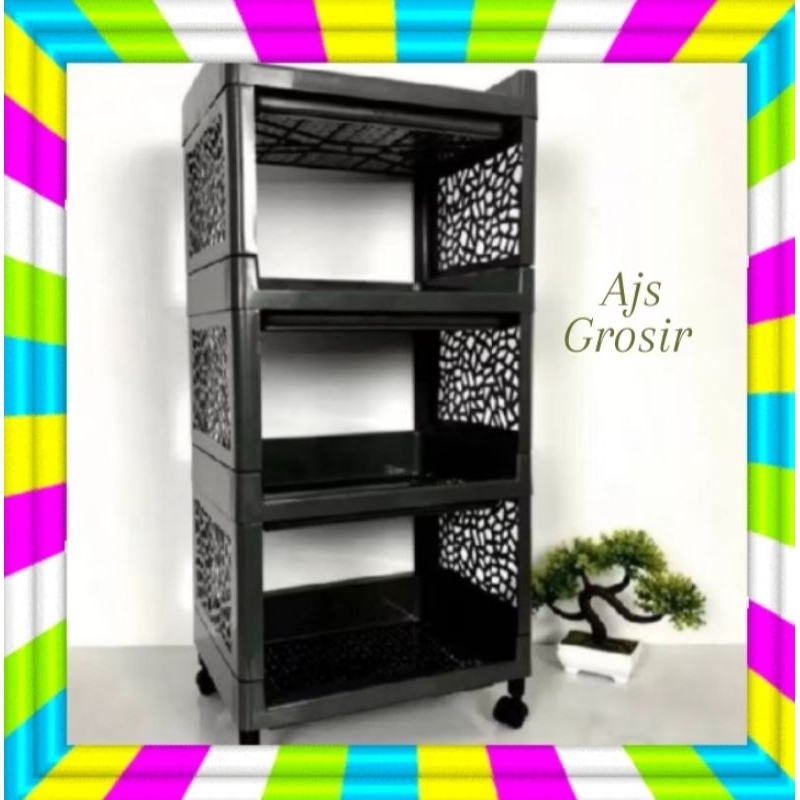 AJSSTORE Rak Yoyo 4 Susun warna Hitam