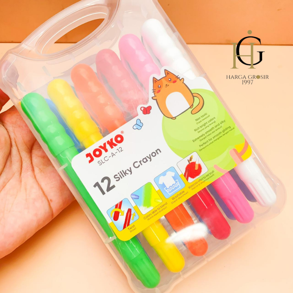 

krayon SLC-A Joyko Silky isi 12 pcs Crayon krayon halus Warna Colors alat menggambar mewarnai kado unik drawing coloring alat tulis sekolah kantor bisa cod