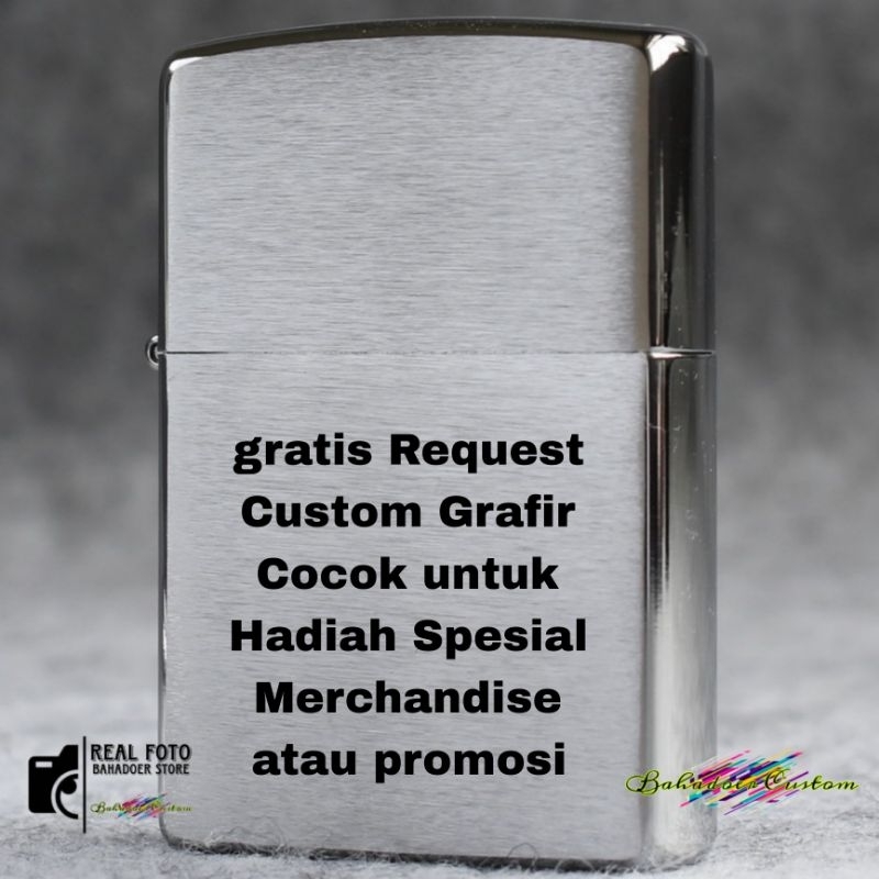 HADIAH SOUVERNIR KOREK API ZIPPO ORIGINAL USA BRUSHED CHROME 162 ARMOR CUSTOM GRAFIR FREE GRATIS BIS