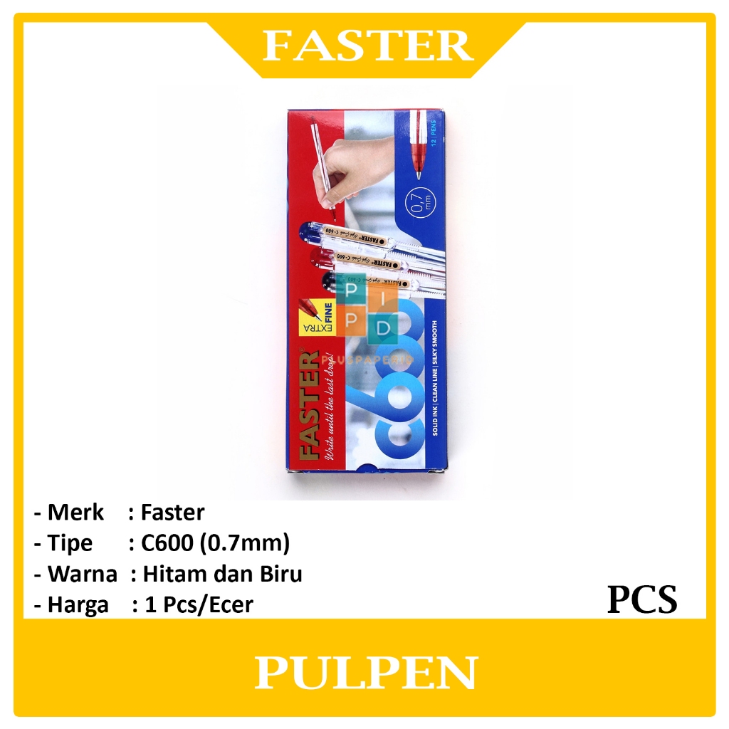 

FASTER - Pulpen Ball Pen C600 / Pen C6 - 0.7mm Bervariasi - PCS