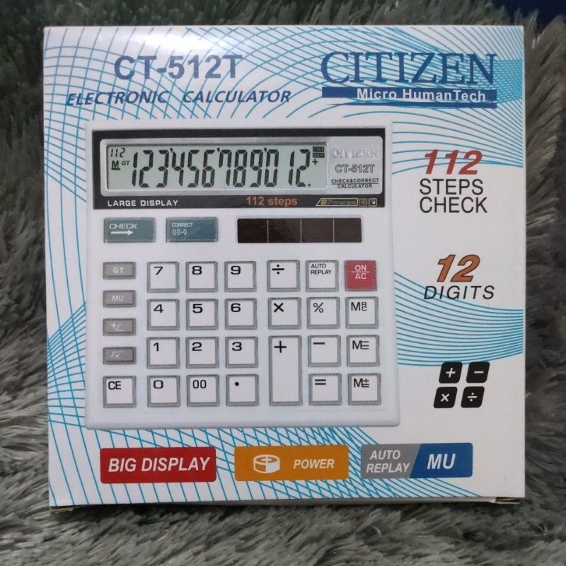 

kalkulator meja dagang citizen 12 digit warna putih CT -512T/Calculator check&correct 12 digit warna putih citizen CT -512T