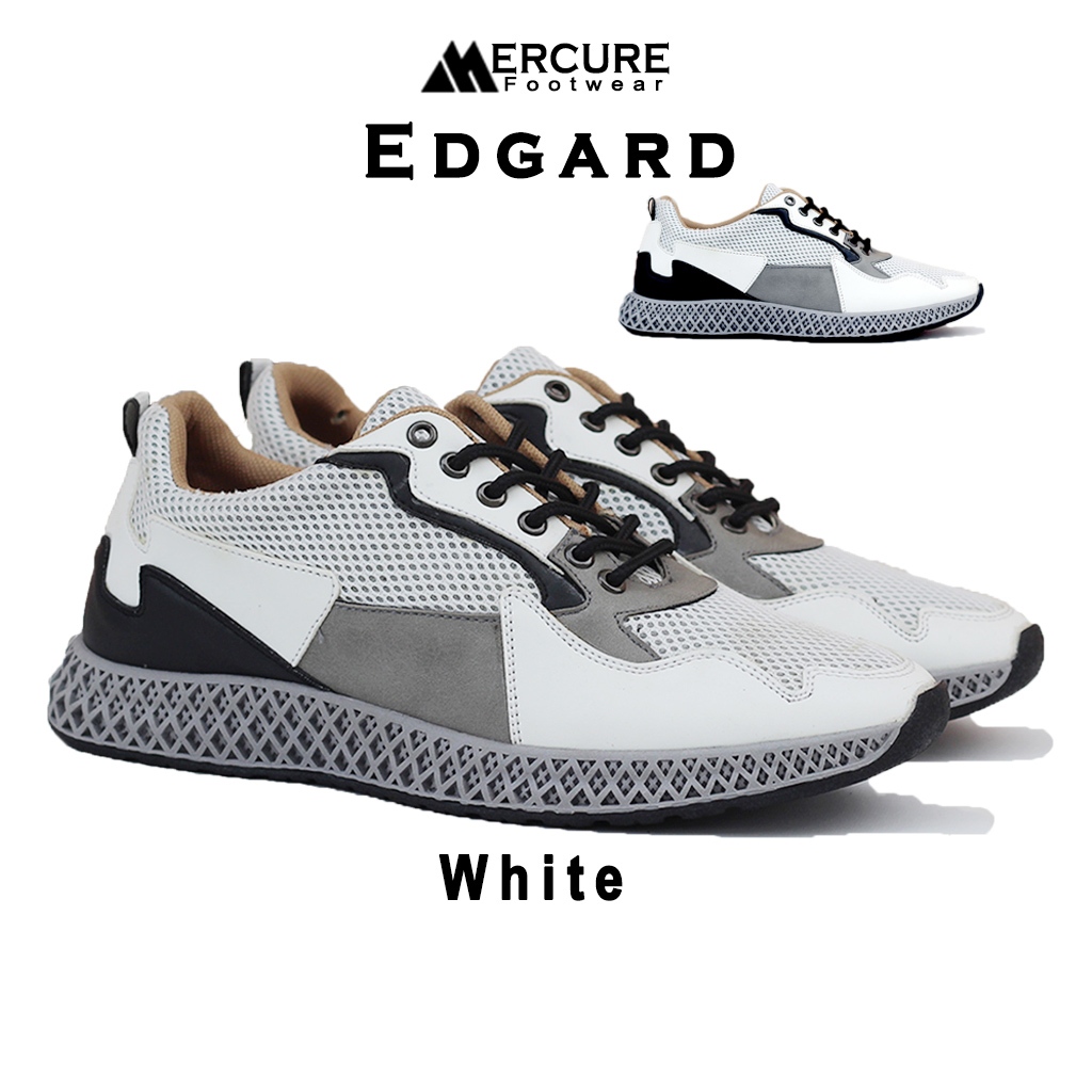 Mercure Footwear - Edgard | Sepatu Sneakers Olahraga Pria Big Size 45 46 47 48 49 50 Putih Abu