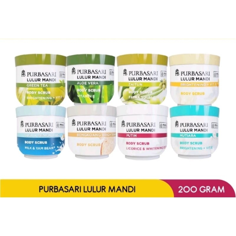 PURBASARI LULUR MANDI 200gr / BODY SCRUB MENCERAHKAN MELEMBABKAN MENYAMARKAN FLEK
