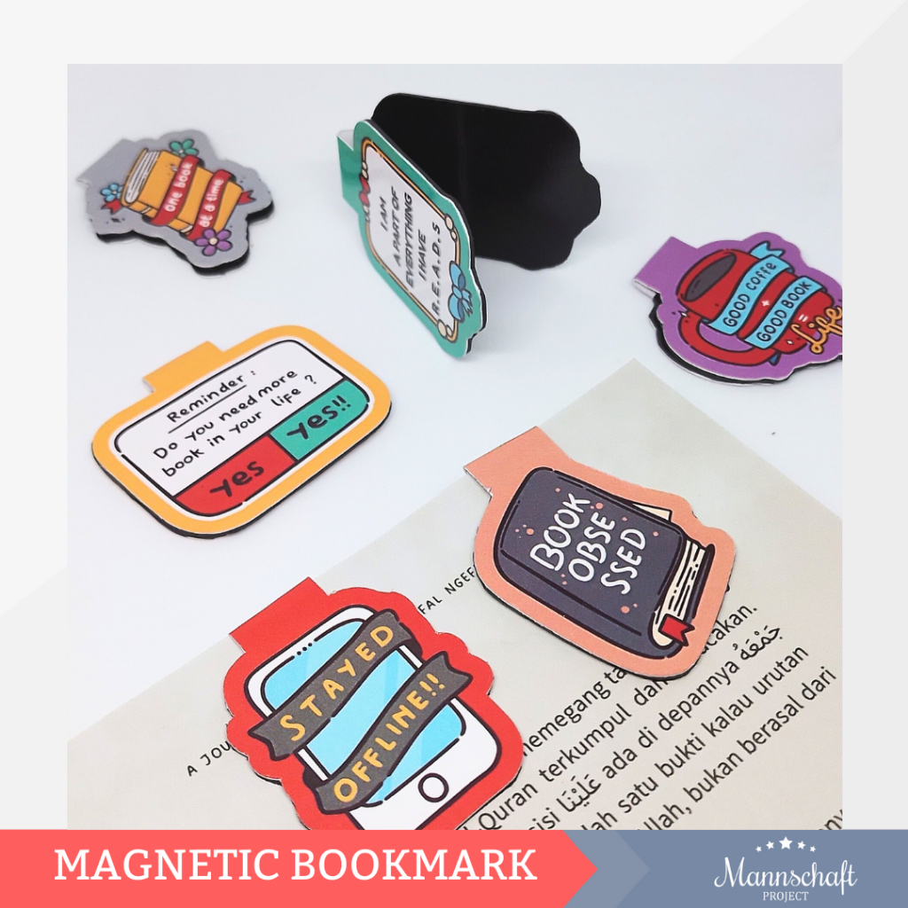 

[MANNSHPRO] Pembatas Buku Magnet Lipat Estetik Bookmark Magnetic