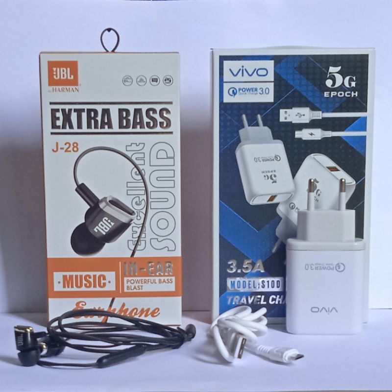 carger paket carger + hesend jbl j28 1set Y91C Y81 V5 V5s V15 V17 V9 Micro