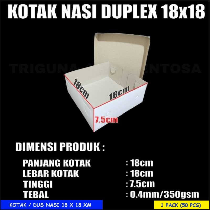 Kotak Nasi Dus TPS Putih Ashley 18x18 Putih 350gsm