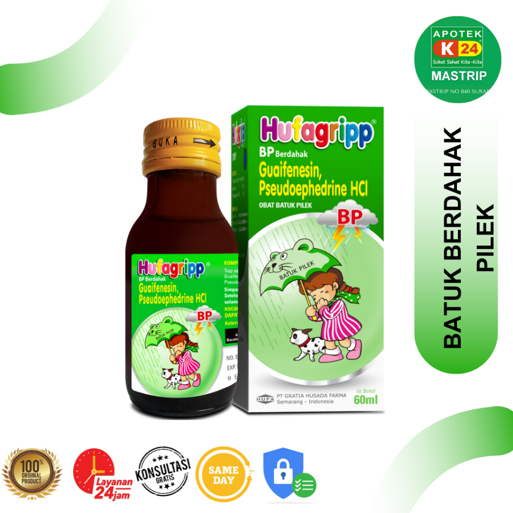 HUFAGRIP HIJAU BATUK DAHAK SIRUP BATUK DAHAK PILEK 2 TAHUN KEATAS 60 ML