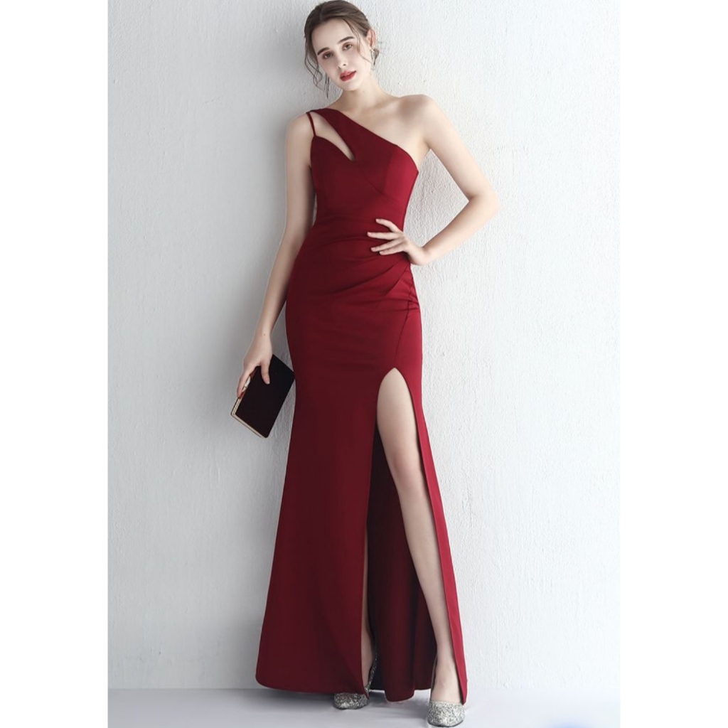 DRESS ONE SHOULDER SCUBA - DRESS PESTA BAJU WANITA - DRESS SCUBA PARTY