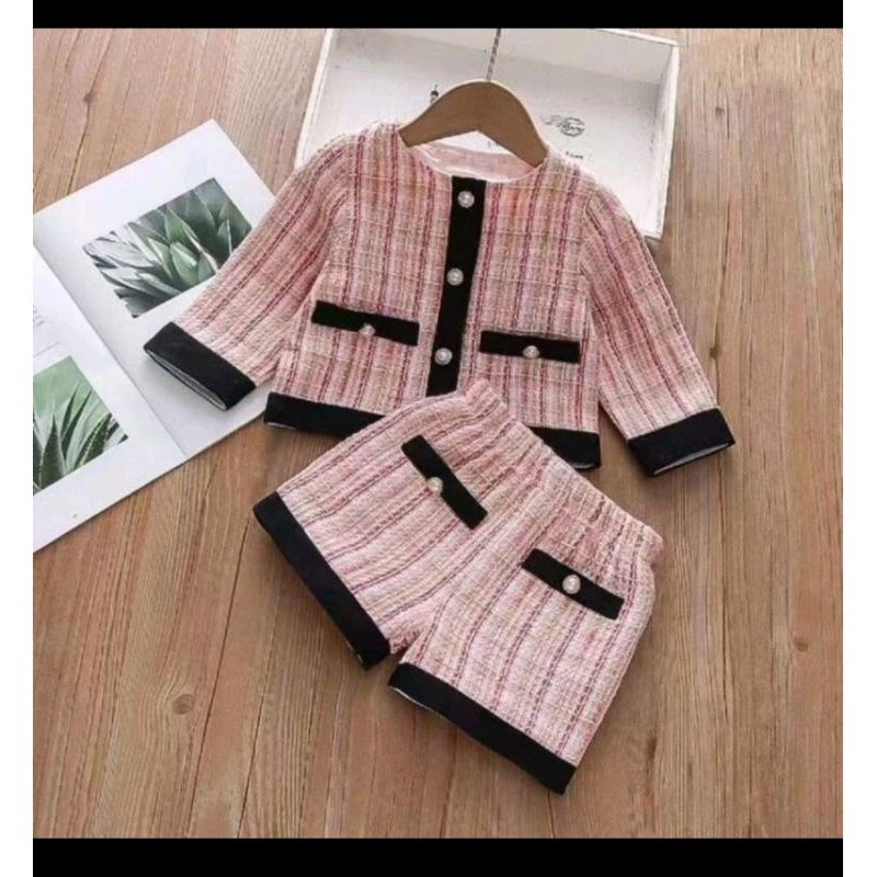 Set Hotpants Tweed Pink