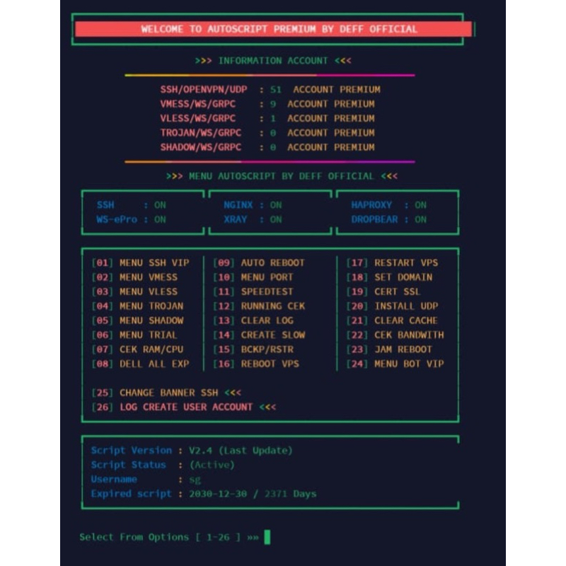 VPS Tunneling  Siap Pakai + Autoscript Premium (SSH, XRAY, NoobVPN) Server DO🇸🇬