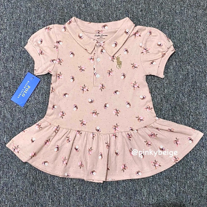 Baju Anak Bayi Dress Polo Ralph Lauren Baby Bunga Coklat