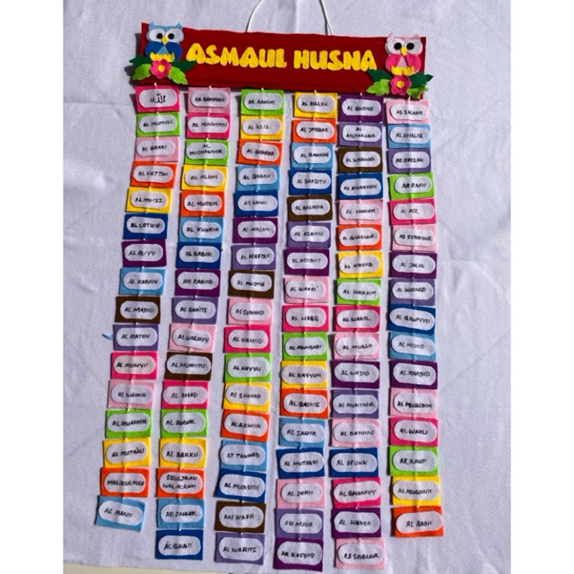 Hiasan dinding asmaul husna bahan flanel gantungan dinding hiasan kelas Rine handmade