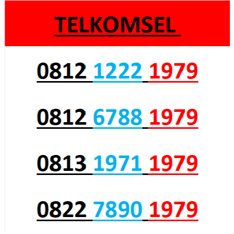 Nomor cantik telkomsel 4G 5G seri tahun 1979 r1000